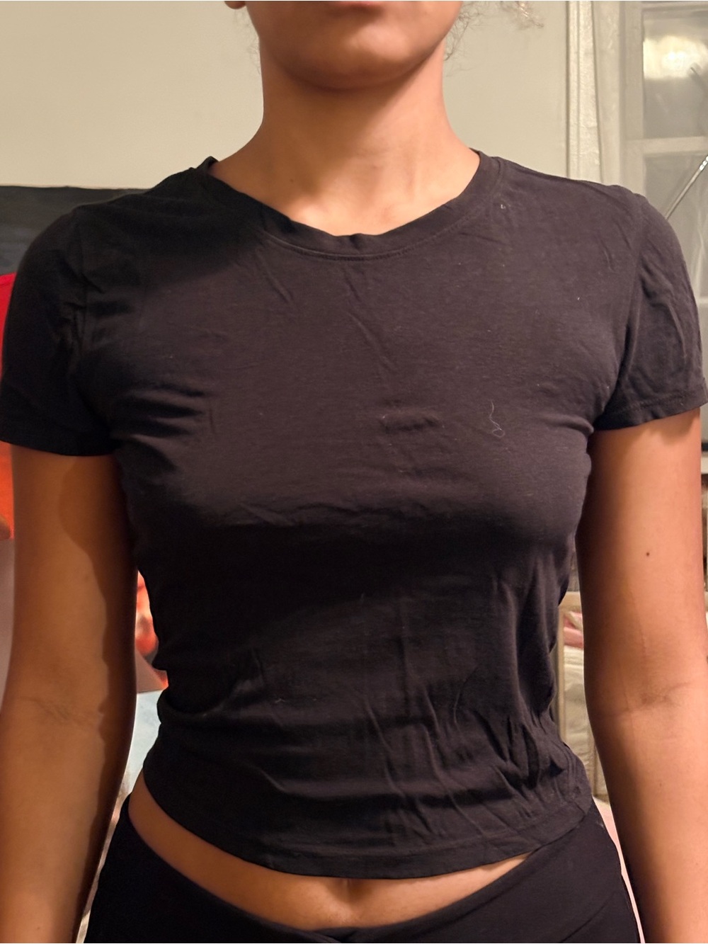 Black Short Sleeve Crewneck Tee - Women